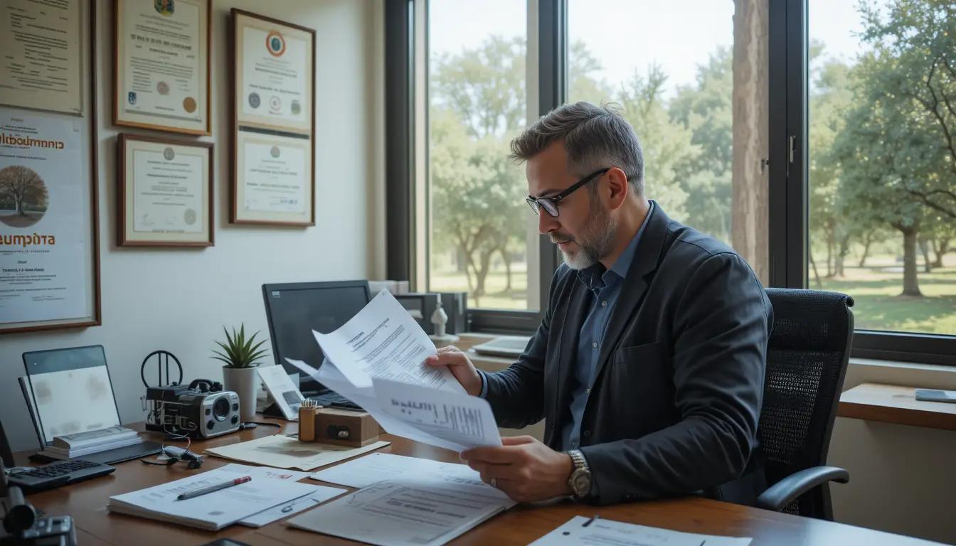 agronomist examining tree d