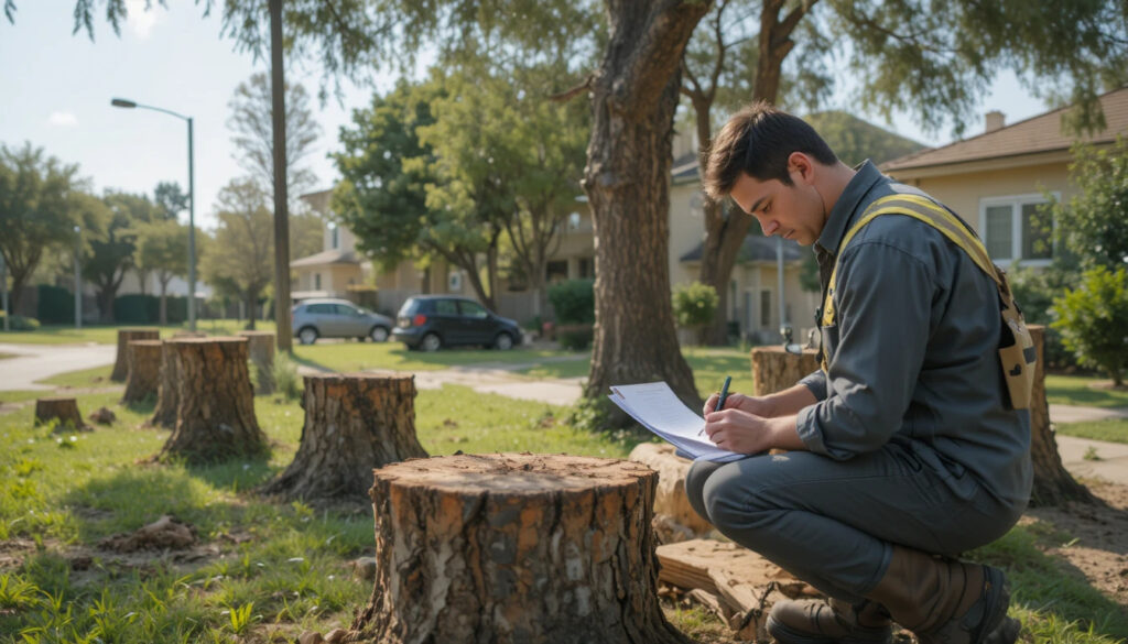 Agronomist documenting illegal tree cutting Israel
