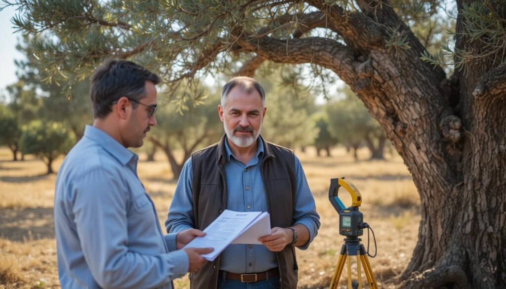 Arborist consulting olive tree Israel outdoors