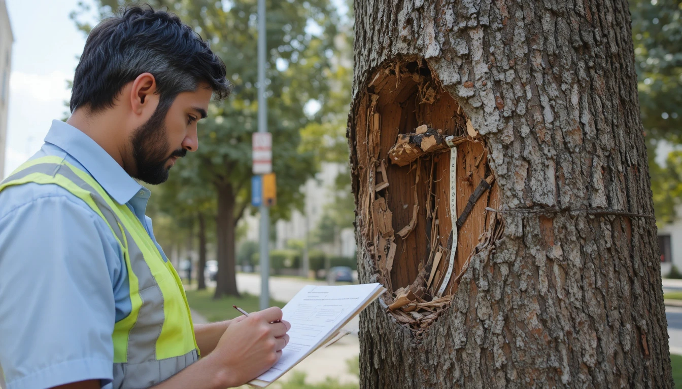 Arborist documenting public tree damage Israel
