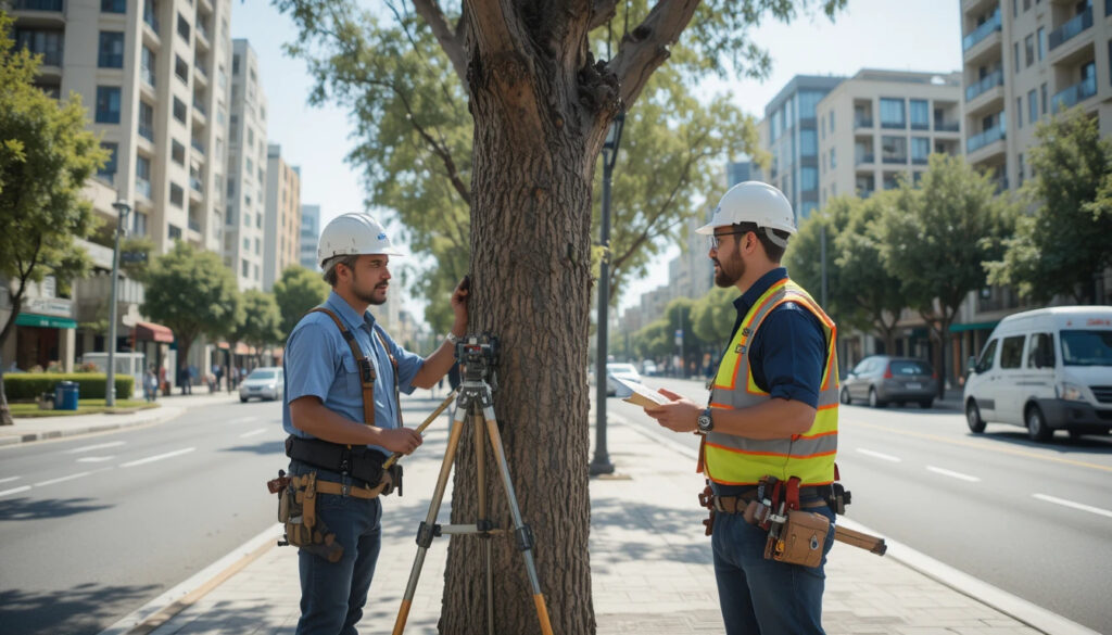 Urban arborist assessing street trees Israel