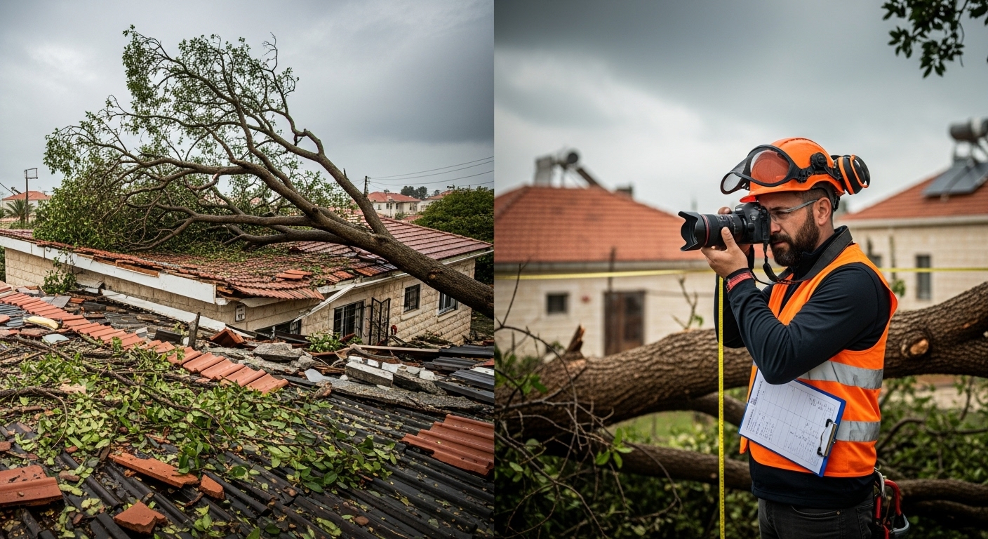 איך לתעד נזקי עצים אחרי סערה לצורך תביעת ביטוח