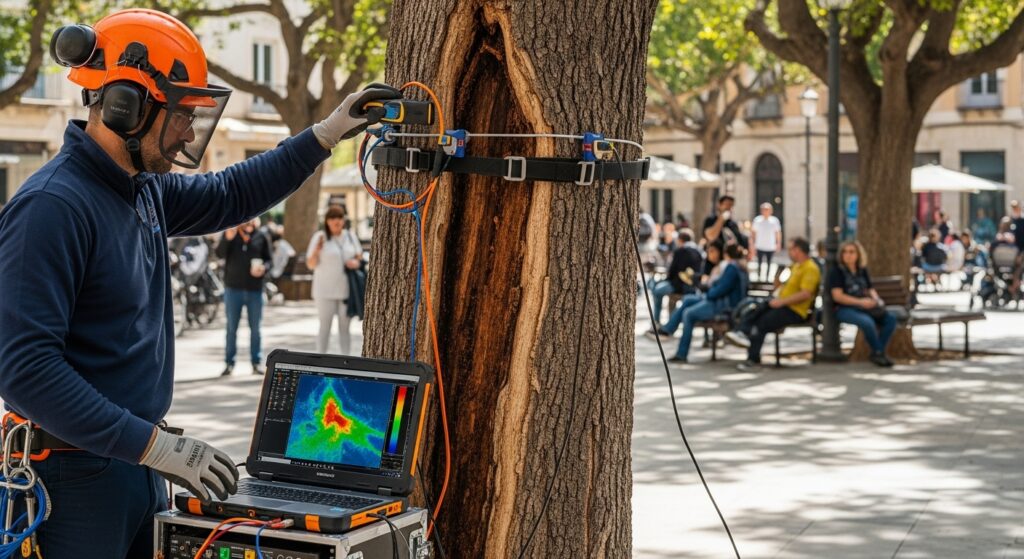 בדיקת יציבות אולטרסונית לעצים בכיכרות ובמרחבים ציבוריים