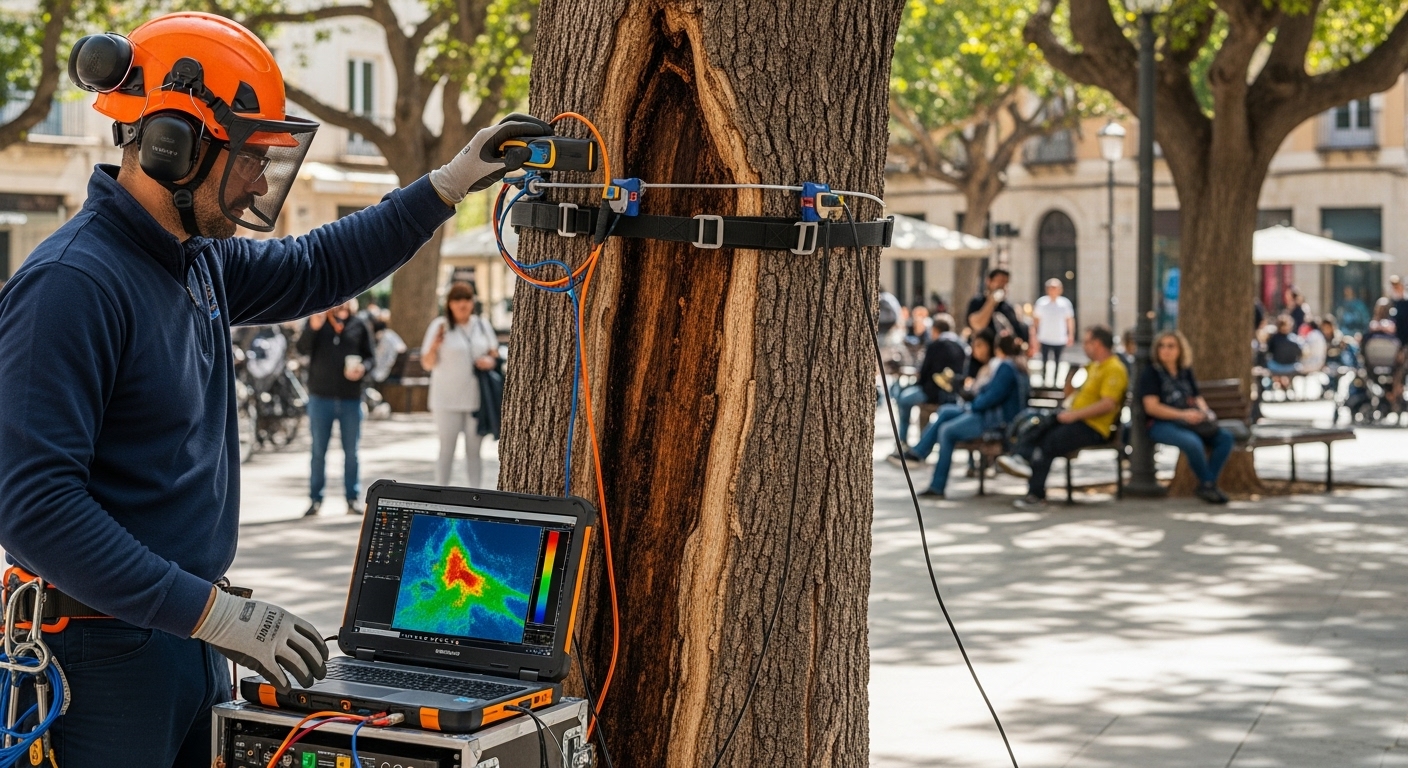 בדיקת יציבות אולטרסונית לעצים בכיכרות ובמרחבים ציבוריים