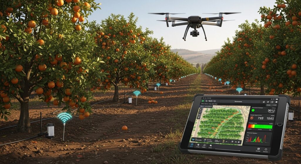 עצים בחקלאות חכמה שילוב טכנולוגיה בבוסתנים