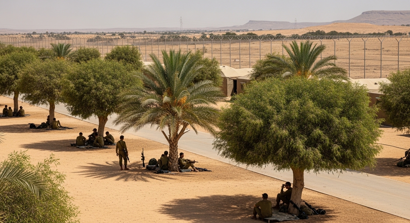 עצים במחנות צבא דרישות ביטחון ויתרונות צל לחיילים