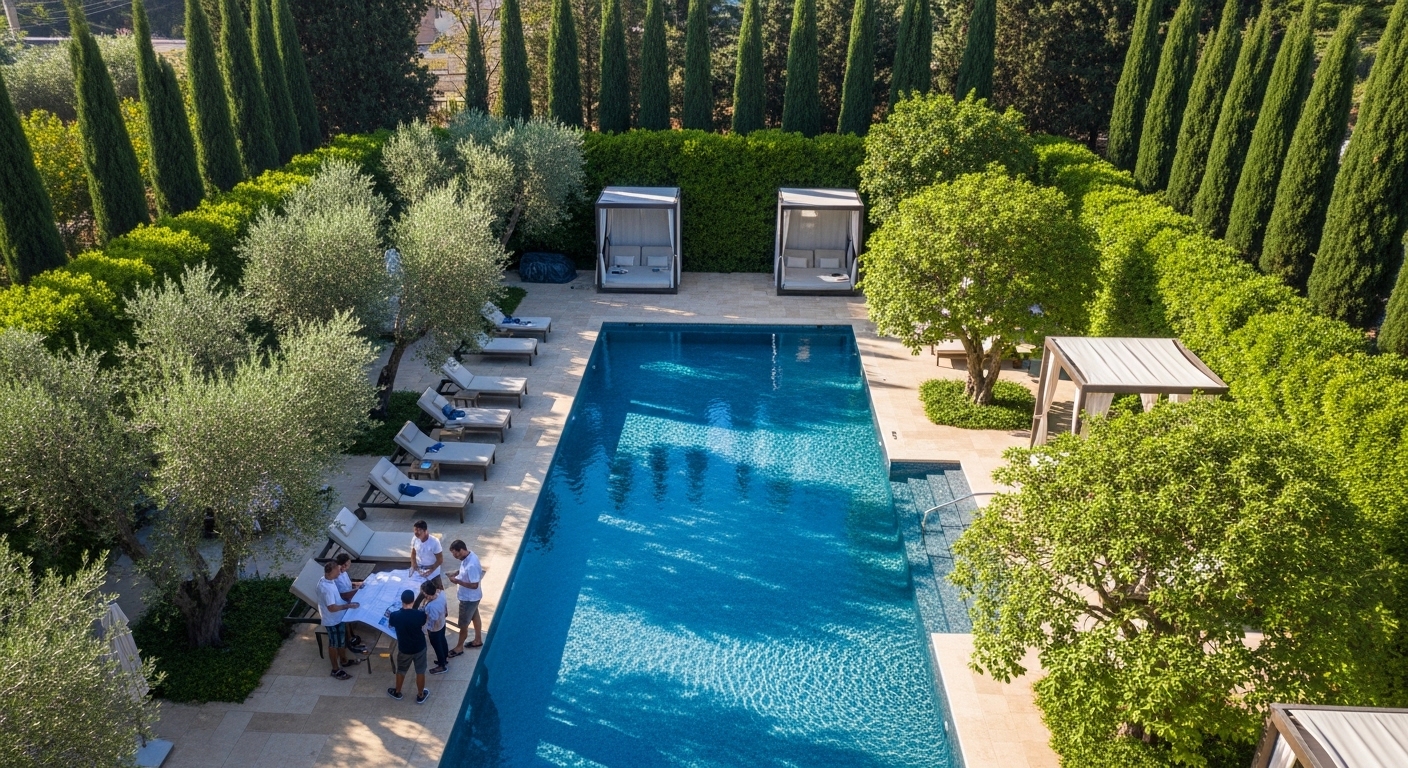 עצים בבריכות ומועדוני ספורט תכנון פרטיות, הצללה וחוויית מתקנים