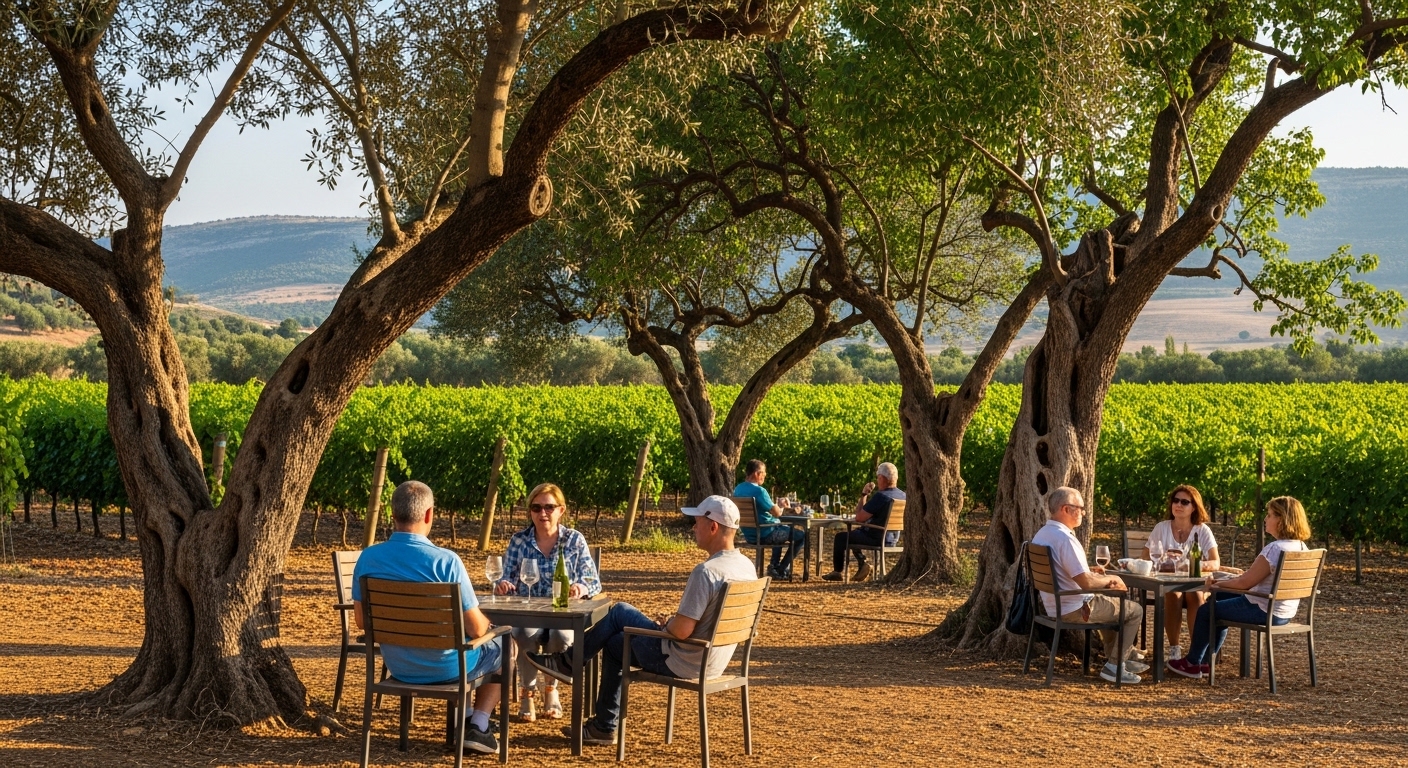 עצים בכרמים וביקבים שילוב תיירות יין וחוויות טבע