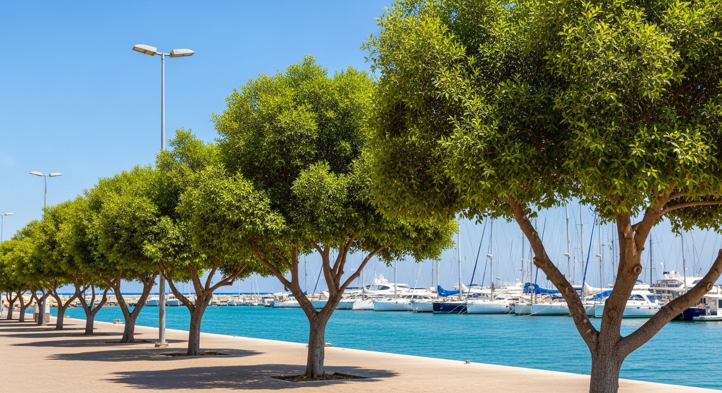 עצים במרינות וברחות ימיות עמידות במלח ורטיבות גבוהה