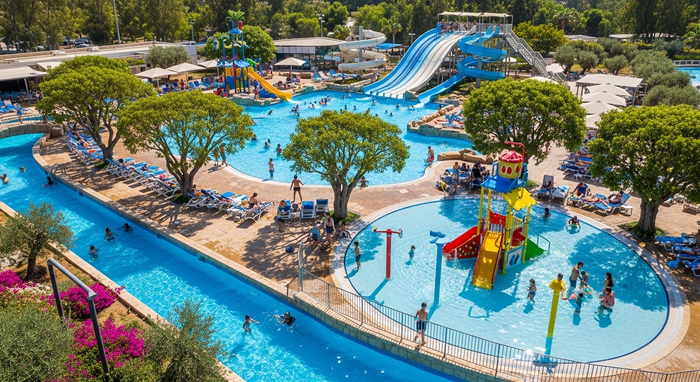 עצים בפארקי המים ובריכות שחייה תכנון אזורי בילוי משפחתיים