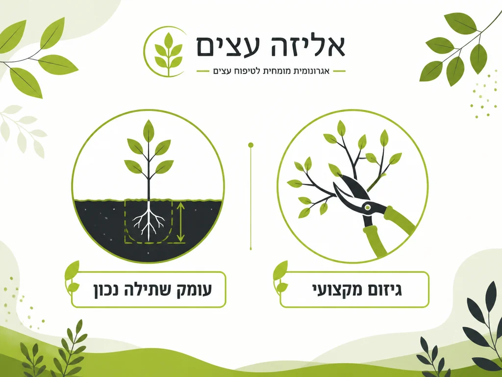 אינפוגרפיקה של נטיעה גיזום והעתקת עצים